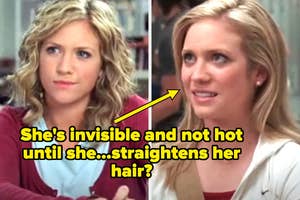 Kate in John Tucker Must Die captioned, "She's invisible and not hot until she... straightens her hair?"